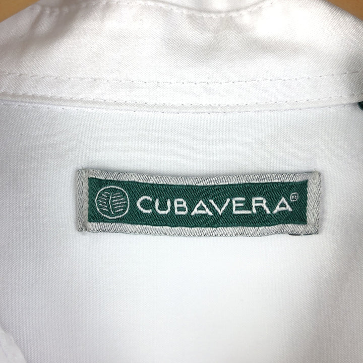 CUBAVERA Short Sleeve Open Collar Mexican Shirt, Cuban Shirt, Men's XXL Rayon white type Vintage Second Hand
