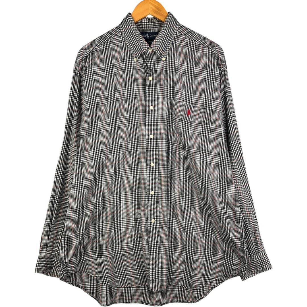 Ralph Lauren TILDEN long-sleeved button-down check shirt, men's size L cotton black type Vintage Second Hand