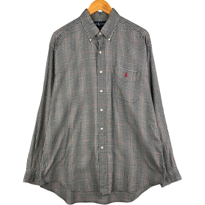 Ralph Lauren TILDEN long-sleeved button-down check shirt, men's size L cotton black type Vintage Second Hand