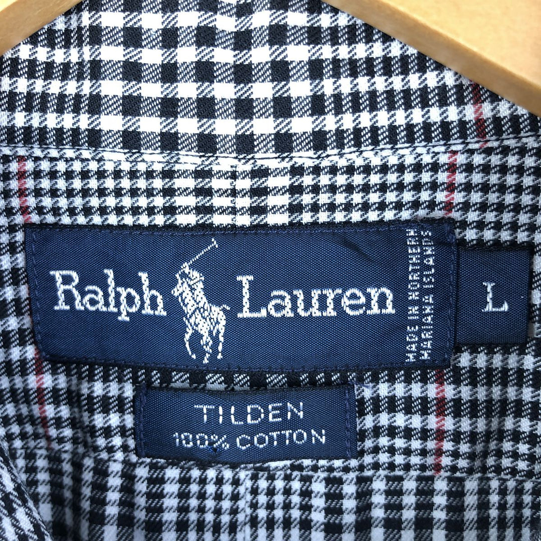 Ralph Lauren TILDEN long-sleeved button-down check shirt, men's size L cotton black type Vintage Second Hand