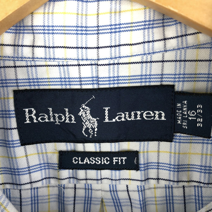 Ralph Lauren Classic Fit Long Sleeve Button Down Check Shirt Men's Size L cotton white type Vintage Second Hand