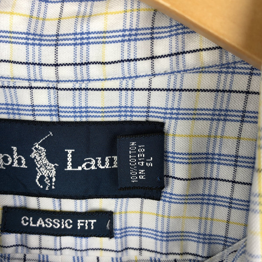 Ralph Lauren Classic Fit Long Sleeve Button Down Check Shirt Men's Size L cotton white type Vintage Second Hand