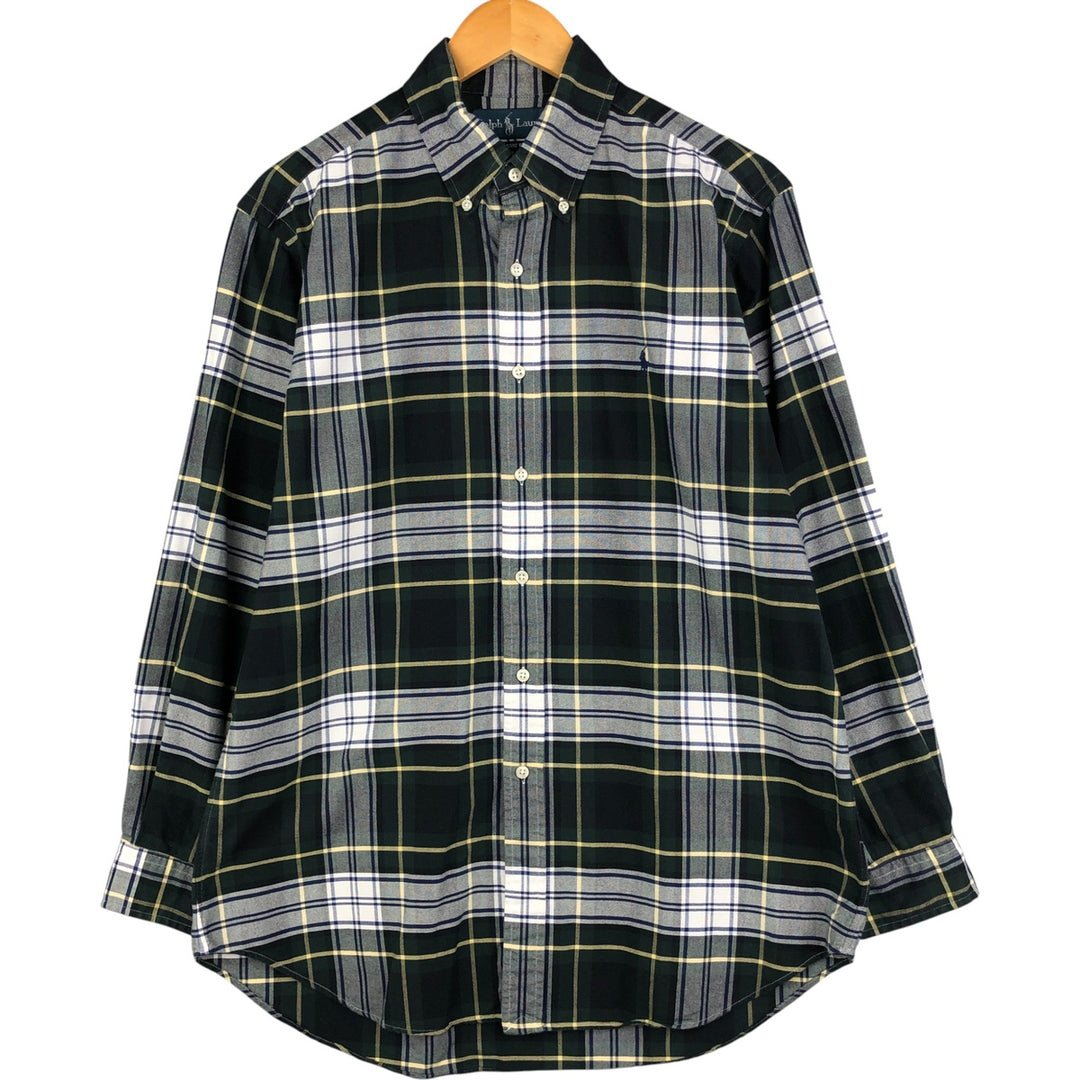 Ralph Lauren Classic Fit Long Sleeve Button Down Check Shirt Men's Size L cotton Khaki type Vintage Second Hand