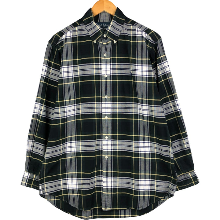 Ralph Lauren Classic Fit Long Sleeve Button Down Check Shirt Men's Size L cotton Khaki type Vintage Second Hand