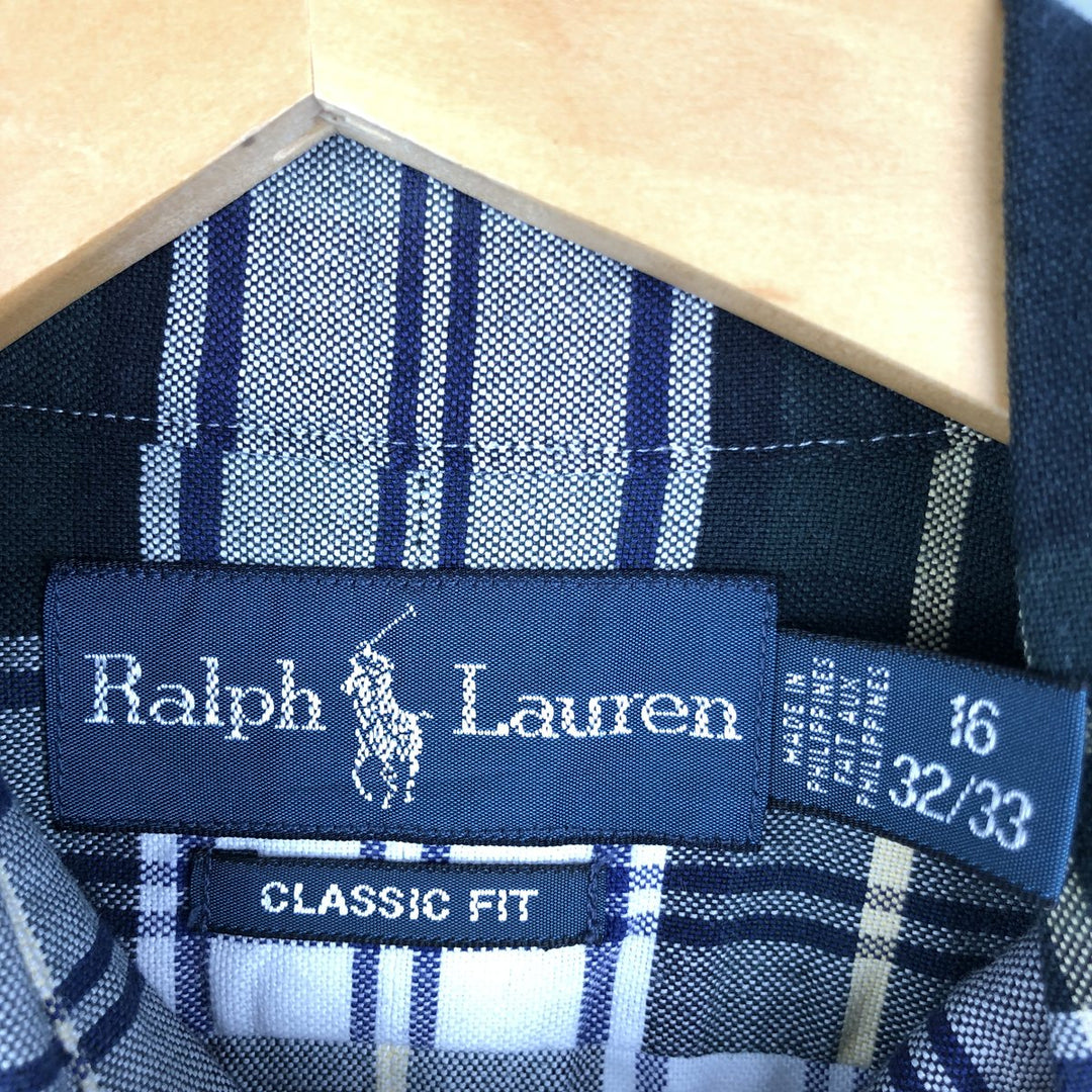 Ralph Lauren Classic Fit Long Sleeve Button Down Check Shirt Men's Size L cotton Khaki type Vintage Second Hand
