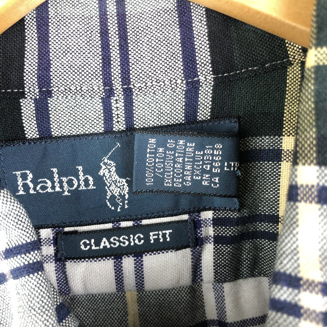 Ralph Lauren Classic Fit Long Sleeve Button Down Check Shirt Men's Size L cotton Khaki type Vintage Second Hand