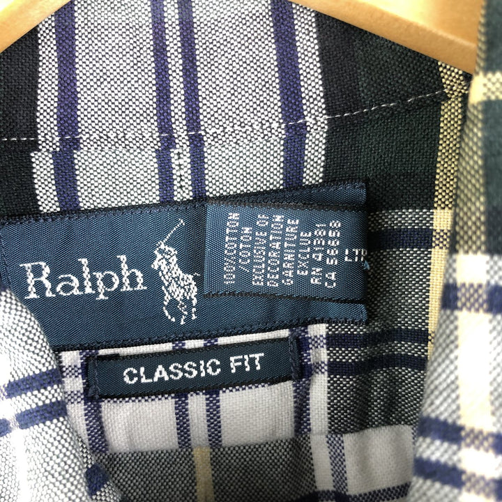 Ralph Lauren Classic Fit Long Sleeve Button Down Check Shirt Men's Size L cotton Khaki type Vintage Second Hand