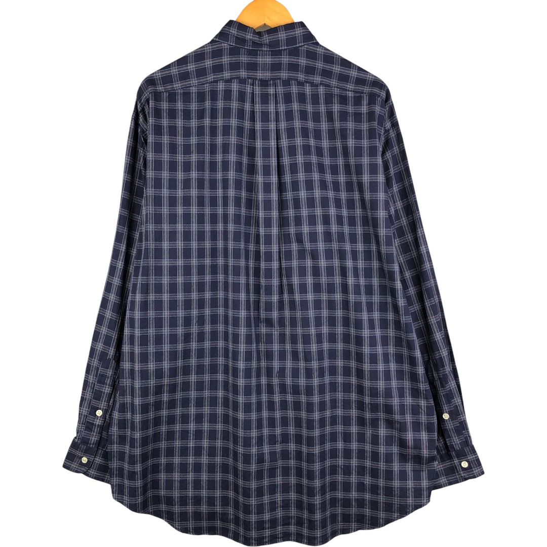 Ralph Lauren BLAKE long sleeve button down check shirt, men's XL size cotton navy blue type Vintage Second Hand