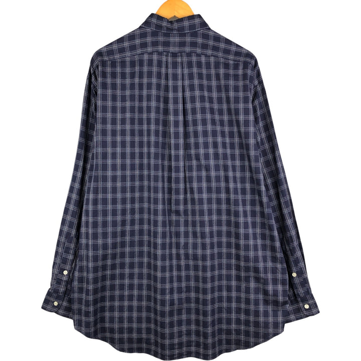 Ralph Lauren BLAKE long sleeve button down check shirt, men's XL size cotton navy blue type Vintage Second Hand