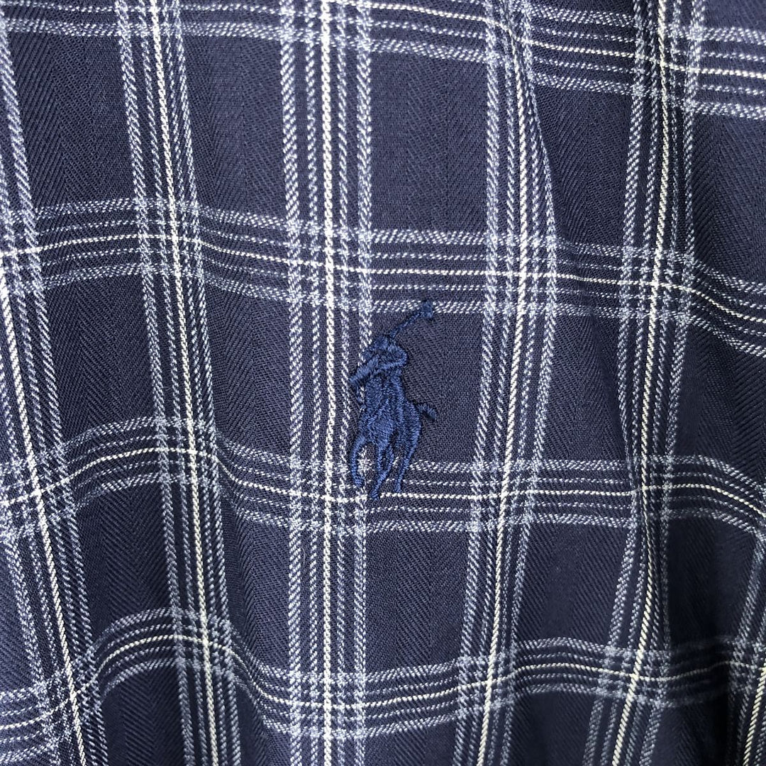 Ralph Lauren BLAKE long sleeve button down check shirt, men's XL size cotton navy blue type Vintage Second Hand