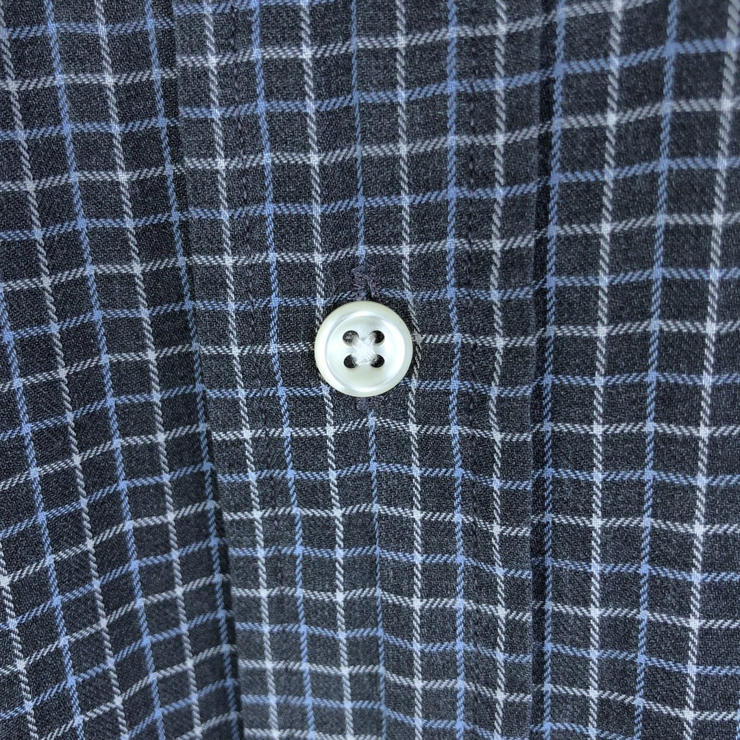 Ralph Lauren POLO by Ralph Lauren ELLINGTON long-sleeved button-down check shirt, men's size M cotton Charcoal Vintage Second Hand