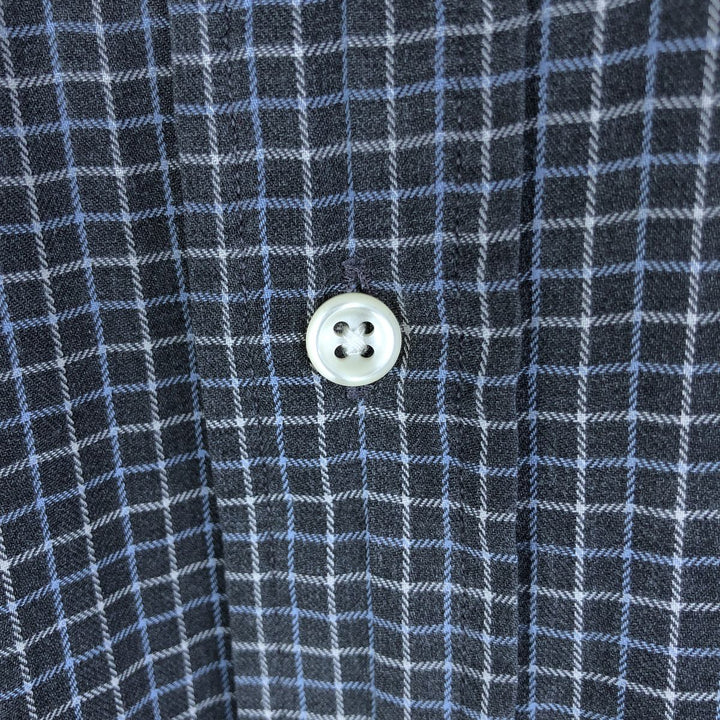 Ralph Lauren POLO by Ralph Lauren ELLINGTON long-sleeved button-down check shirt, men's size M cotton Charcoal Vintage Second Hand
