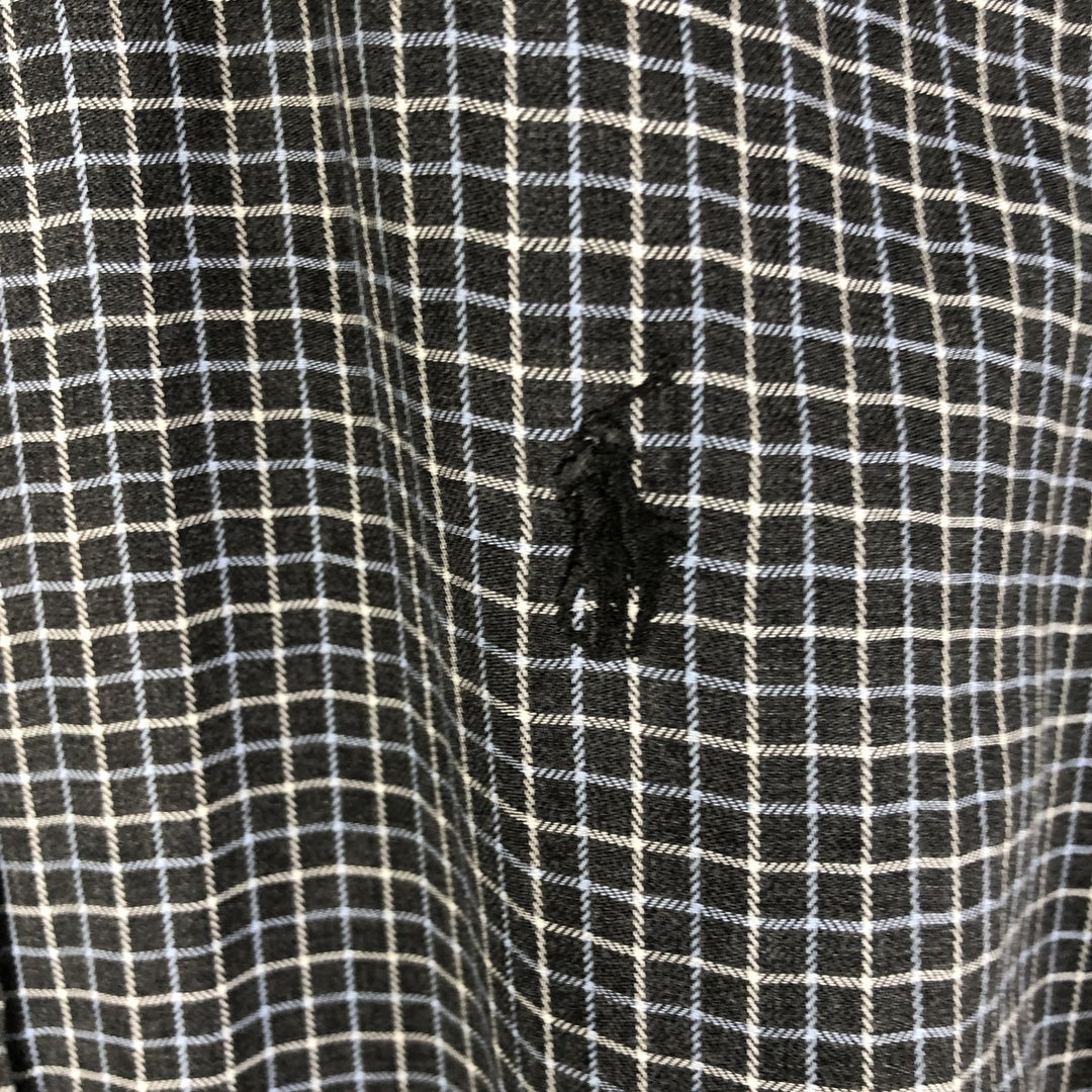 Ralph Lauren POLO by Ralph Lauren ELLINGTON long-sleeved button-down check shirt, men's size M cotton Charcoal Vintage Second Hand