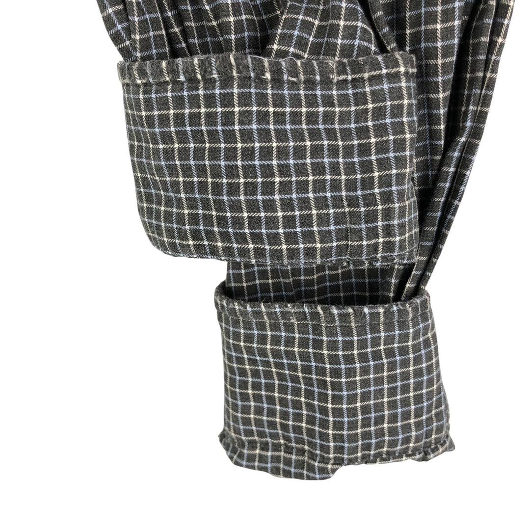 Ralph Lauren POLO by Ralph Lauren ELLINGTON long-sleeved button-down check shirt, men's size M cotton Charcoal Vintage Second Hand