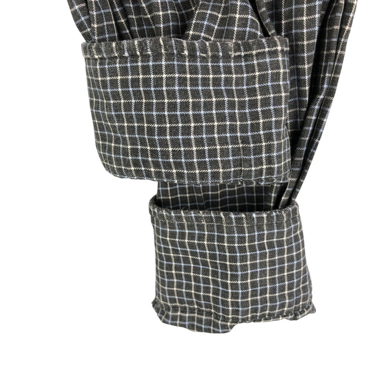 Ralph Lauren POLO by Ralph Lauren ELLINGTON long-sleeved button-down check shirt, men's size M cotton Charcoal Vintage Second Hand