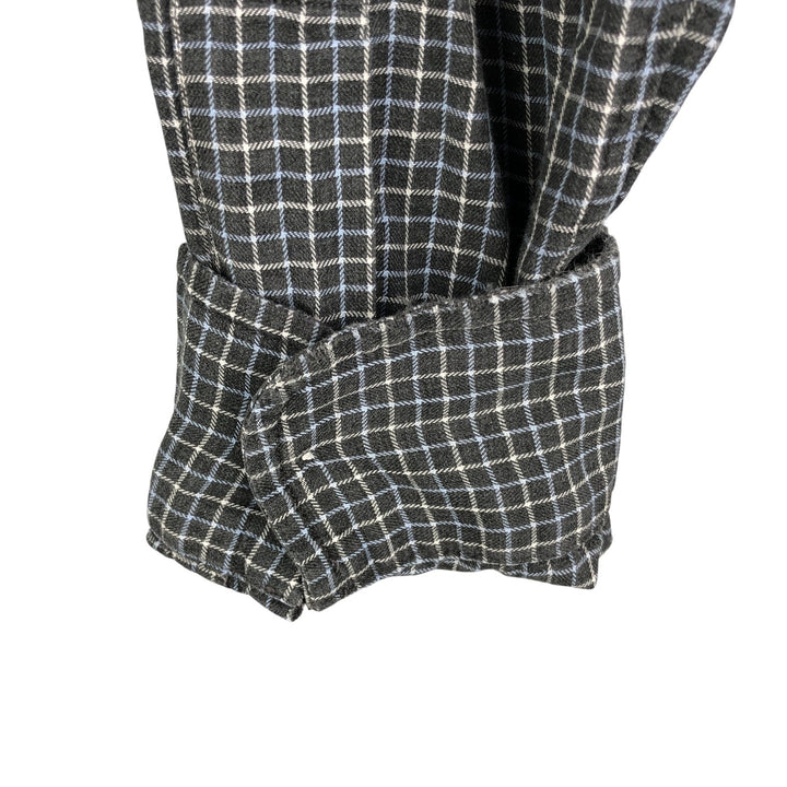 Ralph Lauren POLO by Ralph Lauren ELLINGTON long-sleeved button-down check shirt, men's size M cotton Charcoal Vintage Second Hand