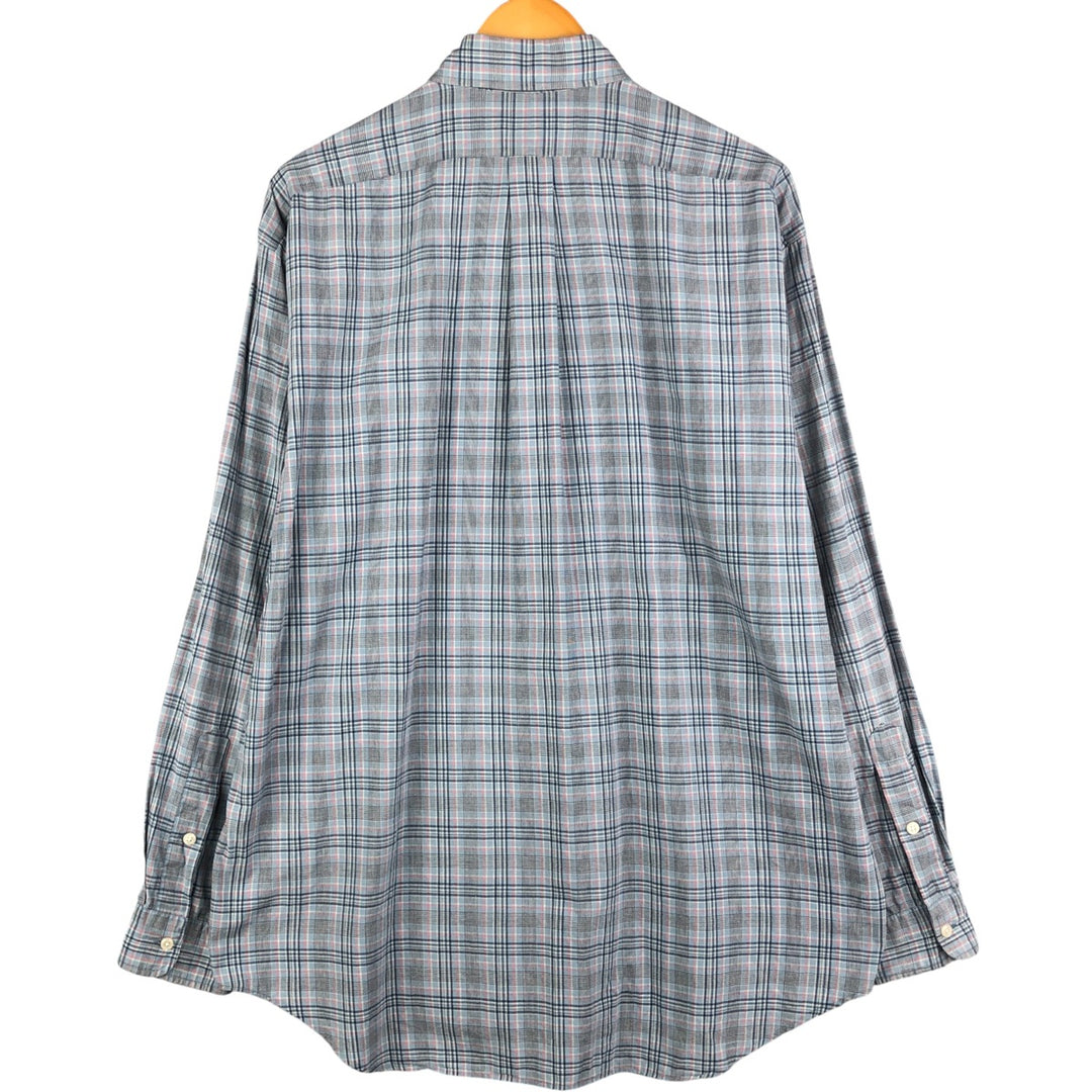 Ralph Lauren BLAIRE long sleeve button down check shirt, men's size L cotton Blue type light blue Vintage Second Hand