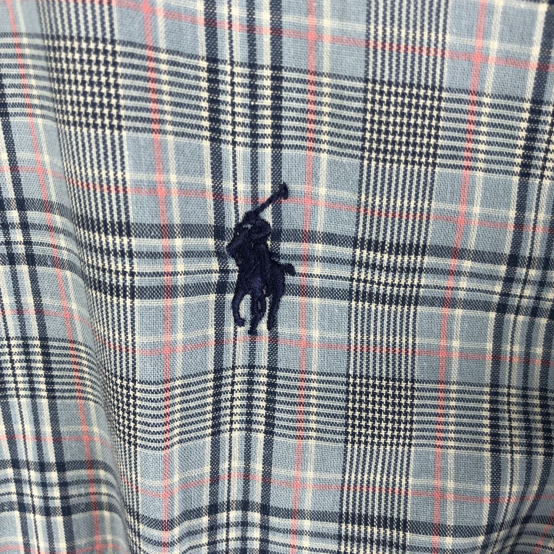 Ralph Lauren BLAIRE long sleeve button down check shirt, men's size L cotton Blue type light blue Vintage Second Hand