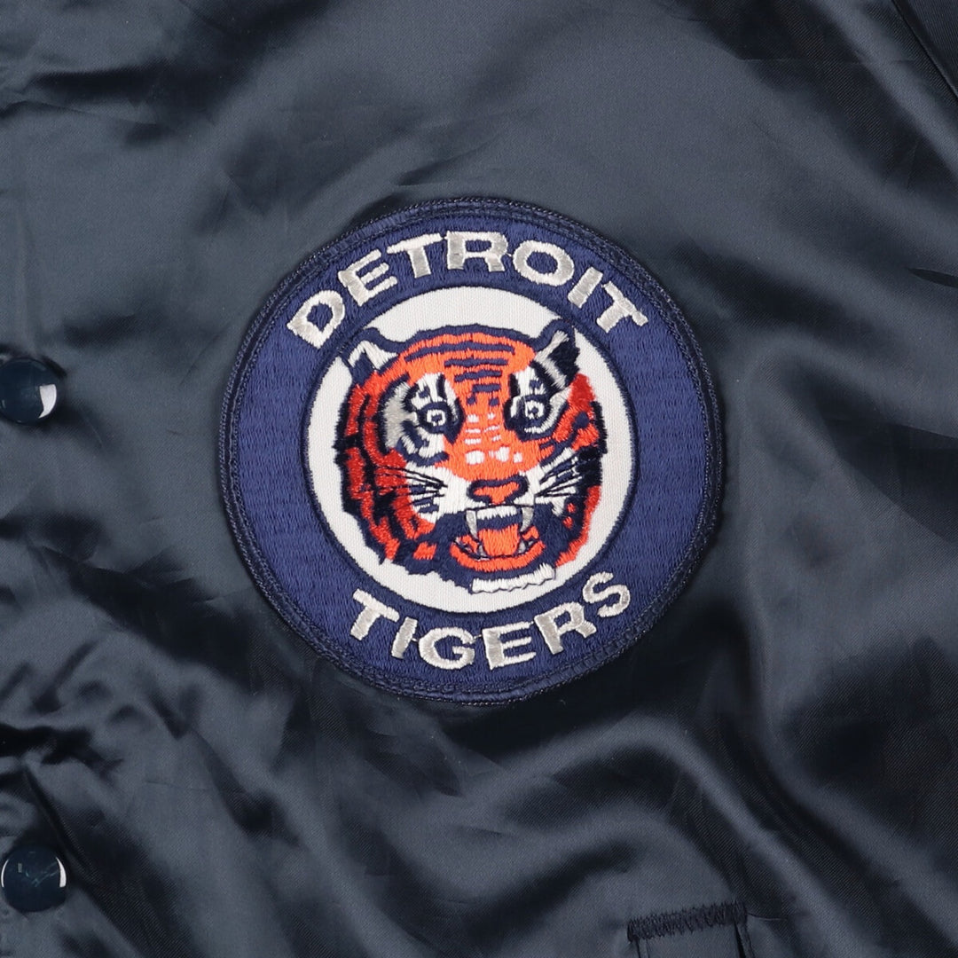 80s-90'S Chalk Line MLB Detroit Tigers Nylon Varsity Jacket, Men's Size L Nylon navy blue type Vintage Second Hand