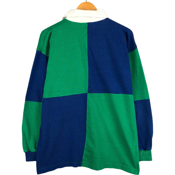 Vintage 90'S Connolly Crazy Pattern Long Sleeve Rugby Shirt, Men's Size L unclear blue type Vintage Second Hand