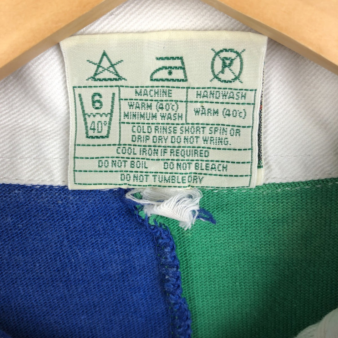 Vintage 90'S Connolly Crazy Pattern Long Sleeve Rugby Shirt, Men's Size L unclear blue type Vintage Second Hand
