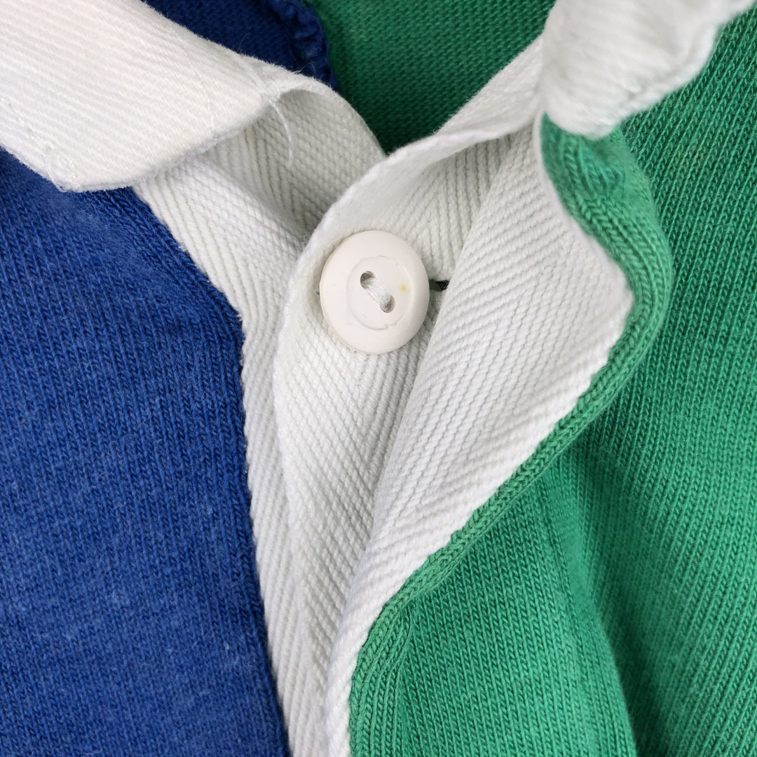 Vintage 90'S Connolly Crazy Pattern Long Sleeve Rugby Shirt, Men's Size L unclear blue type Vintage Second Hand