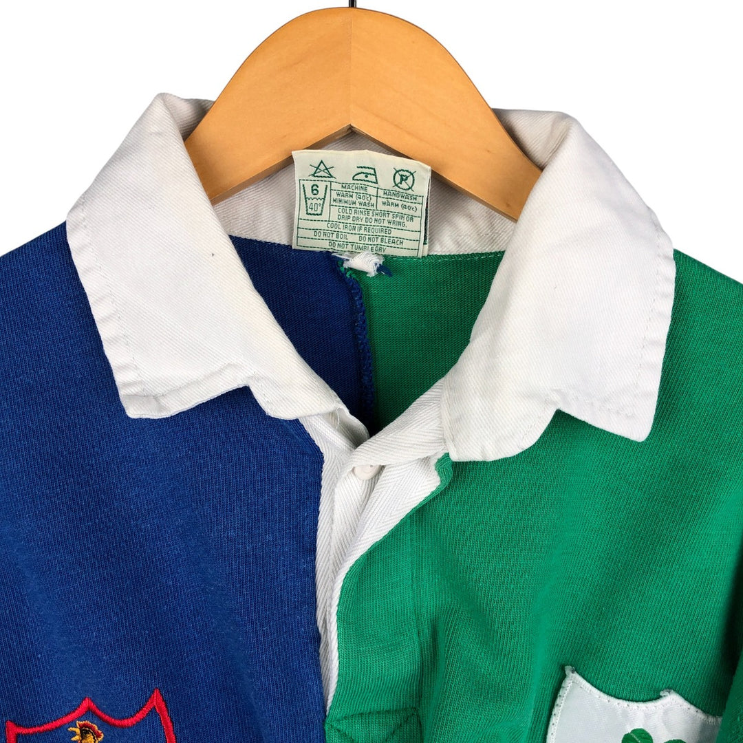 Vintage 90'S Connolly Crazy Pattern Long Sleeve Rugby Shirt, Men's Size L unclear blue type Vintage Second Hand
