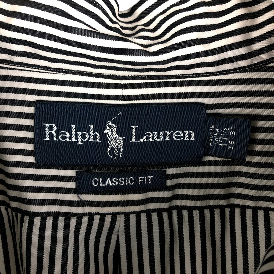 Ralph Lauren Classic Fit Long Sleeve Button Down Striped Shirt Men's XL cotton black type Vintage Second Hand