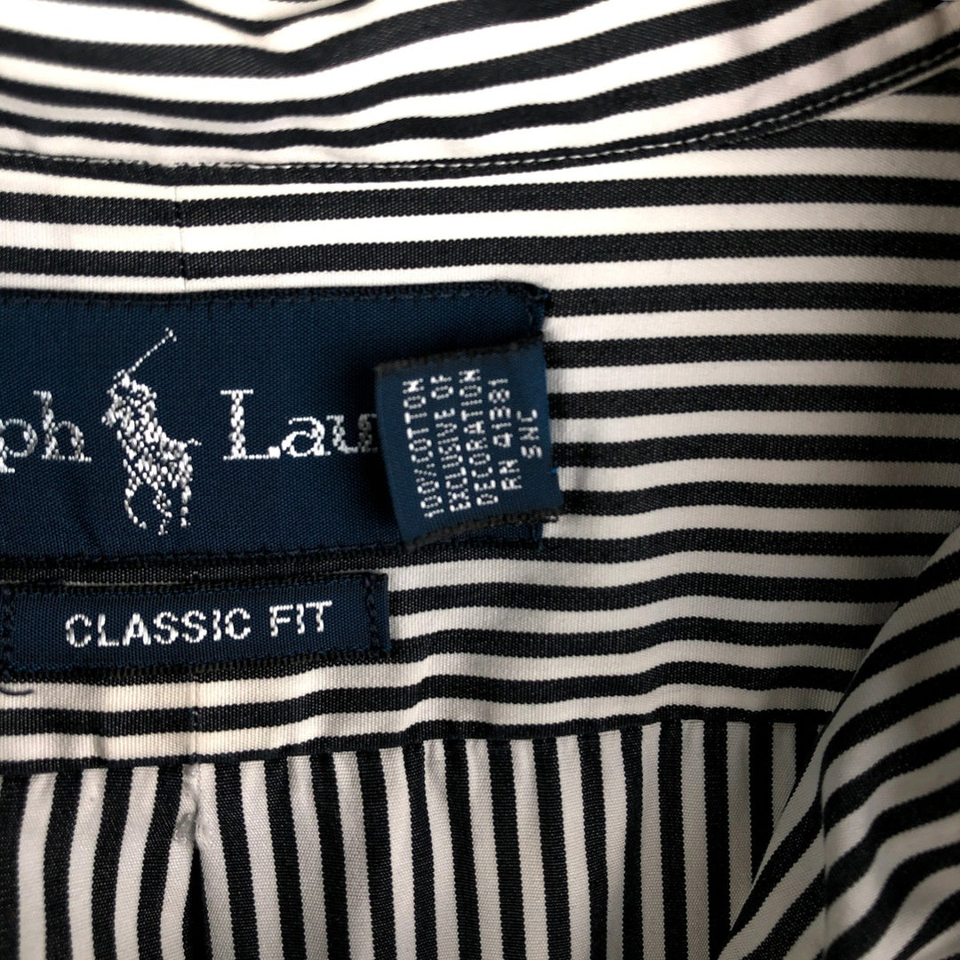 Ralph Lauren Classic Fit Long Sleeve Button Down Striped Shirt Men's XL cotton black type Vintage Second Hand