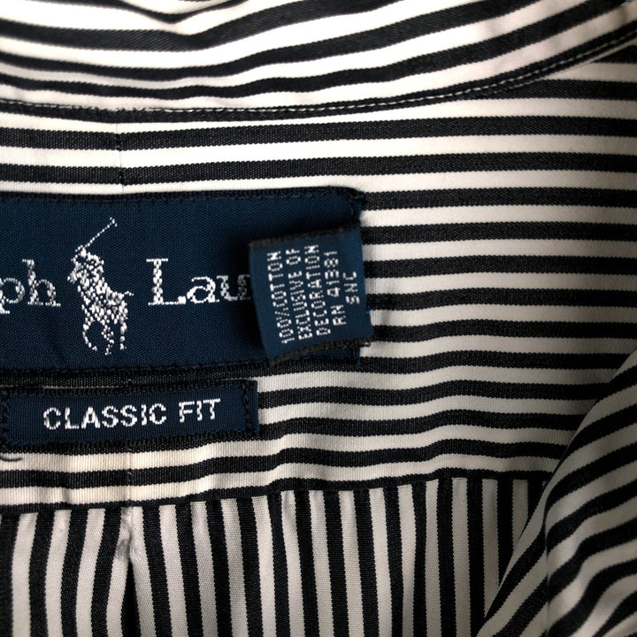 Ralph Lauren Classic Fit Long Sleeve Button Down Striped Shirt Men's XL cotton black type Vintage Second Hand