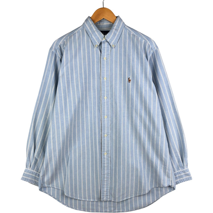 Ralph Lauren Classic Fit Multi-Stripe Long Sleeve Button-Down Striped Shirt, Men's Size L cotton Blue type light blue Vintage Second Hand