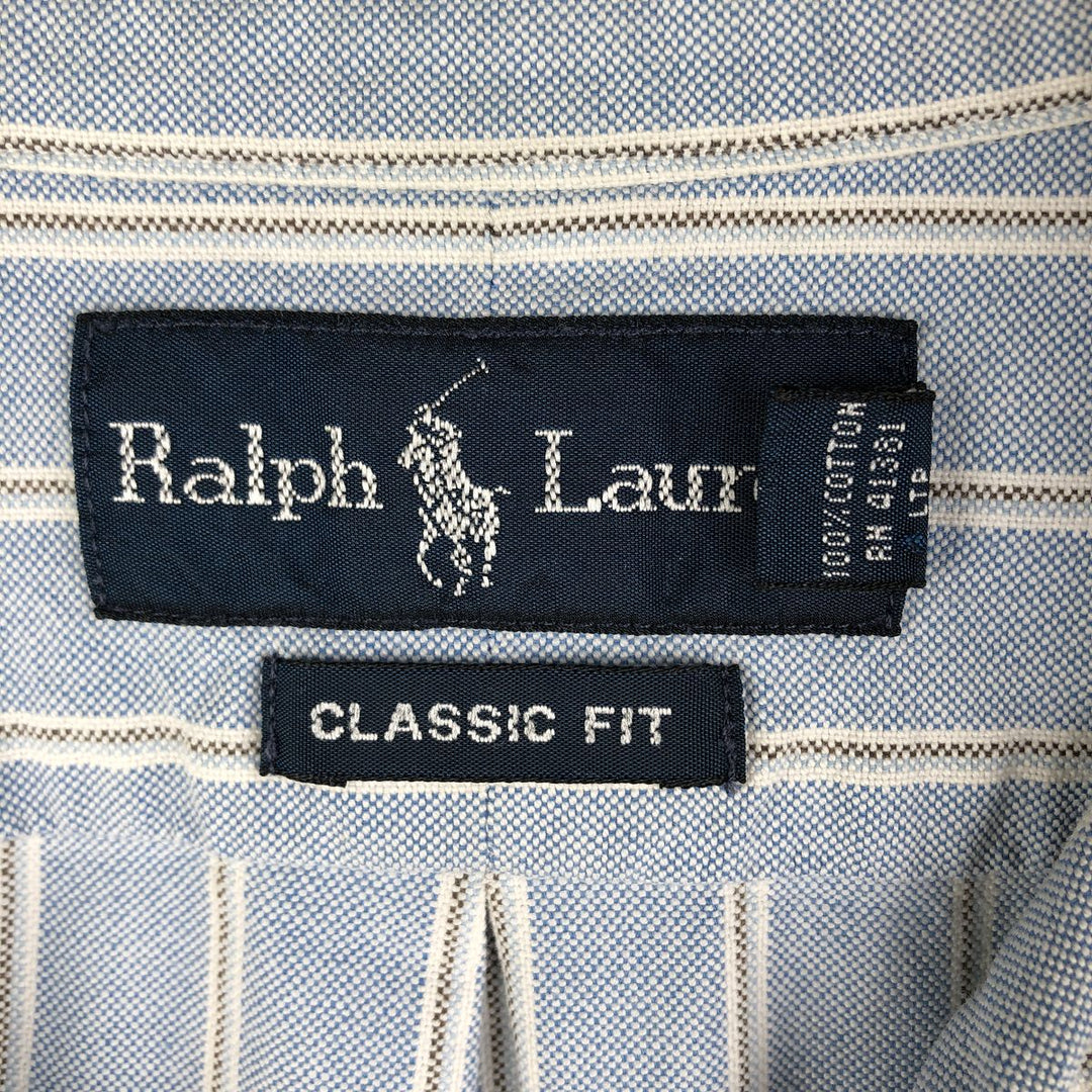 Ralph Lauren Classic Fit Multi-Stripe Long Sleeve Button-Down Striped Shirt, Men's Size L cotton Blue type light blue Vintage Second Hand