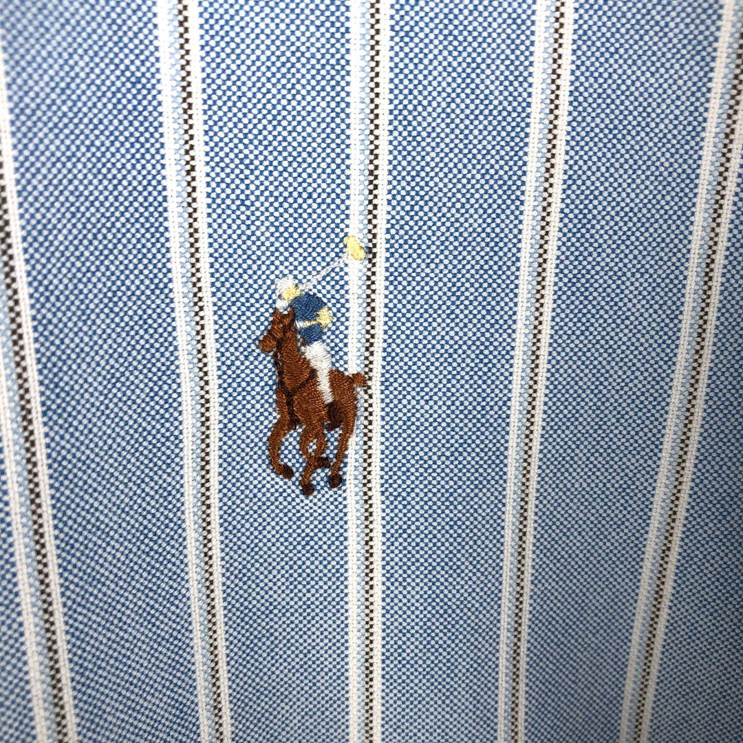 Ralph Lauren Classic Fit Multi-Stripe Long Sleeve Button-Down Striped Shirt, Men's Size L cotton Blue type light blue Vintage Second Hand