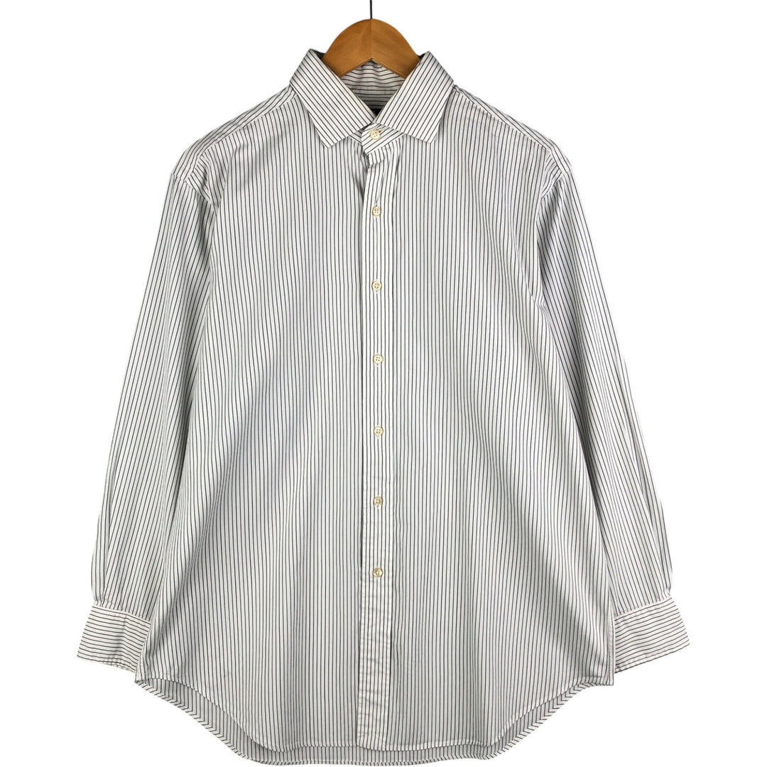 Ralph Lauren POLO by Ralph Lauren REGENT CLASSIC FIT wide collar long sleeve striped shirt, men's size L cotton white type Vintage Second Hand