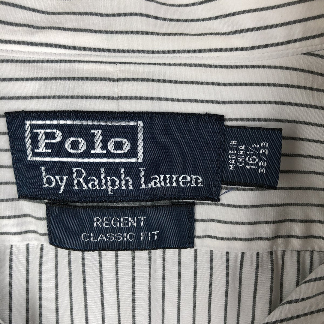 Ralph Lauren POLO by Ralph Lauren REGENT CLASSIC FIT wide collar long sleeve striped shirt, men's size L cotton white type Vintage Second Hand