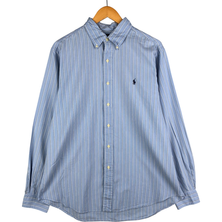 Ralph Lauren Classic Fit Multi-Stripe Long Sleeve Button-Down Striped Shirt, Men's Size L cotton Blue type light blue Vintage Second Hand