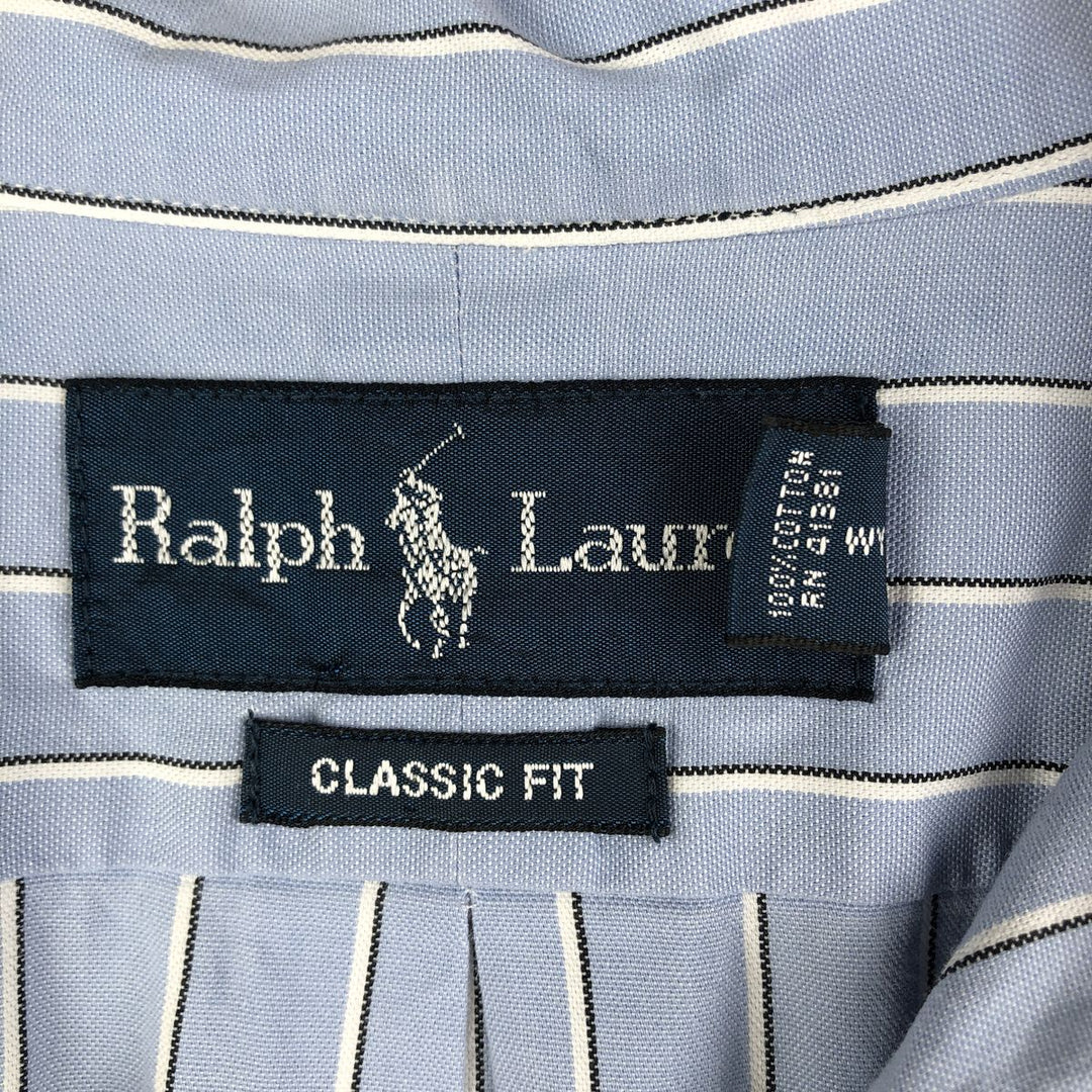 Ralph Lauren Classic Fit Multi-Stripe Long Sleeve Button-Down Striped Shirt, Men's Size L cotton Blue type light blue Vintage Second Hand