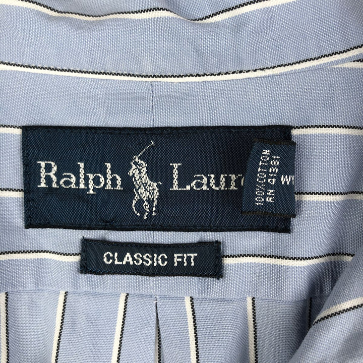 Ralph Lauren Classic Fit Multi-Stripe Long Sleeve Button-Down Striped Shirt, Men's Size L cotton Blue type light blue Vintage Second Hand