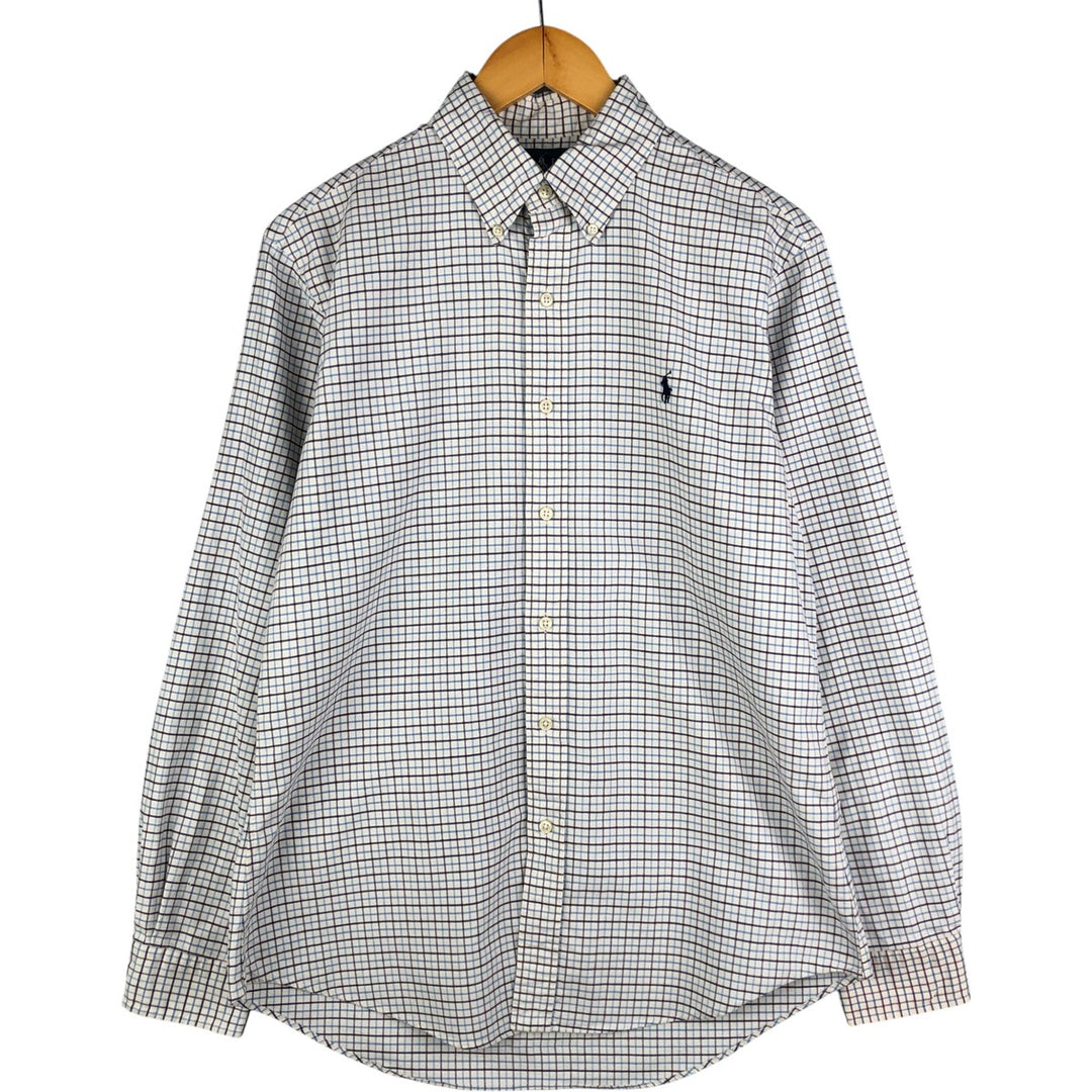 Ralph Lauren CUSTOM FIT long sleeve button down check shirt men's size M cotton white type Vintage Second Hand