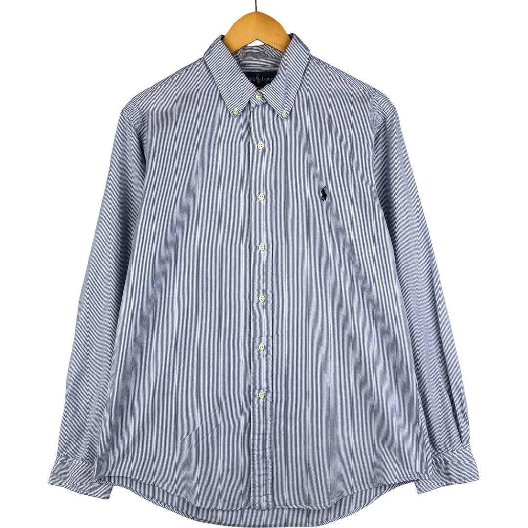 Ralph Lauren CUSTOM FIT long sleeve button down striped shirt men's size L cotton white type Vintage Second Hand