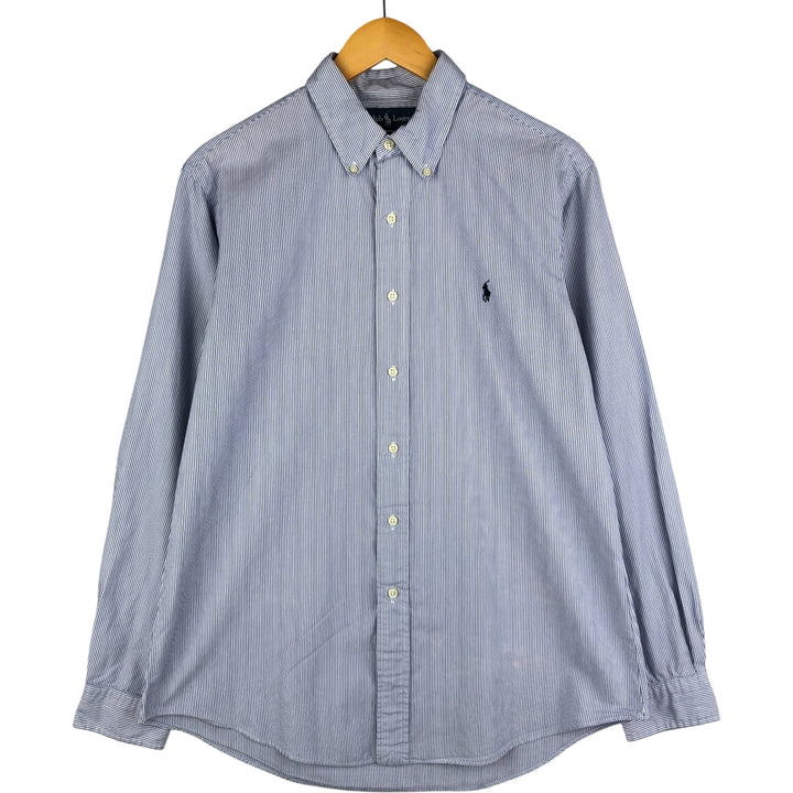 Ralph Lauren CUSTOM FIT long sleeve button down striped shirt men's size L cotton white type Vintage Second Hand