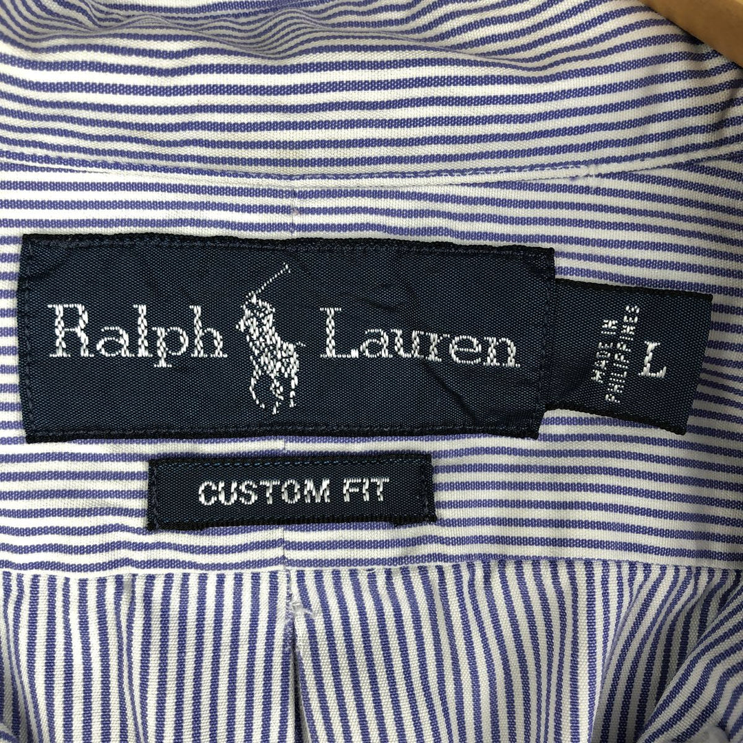 Ralph Lauren CUSTOM FIT long sleeve button down striped shirt men's size L cotton white type Vintage Second Hand