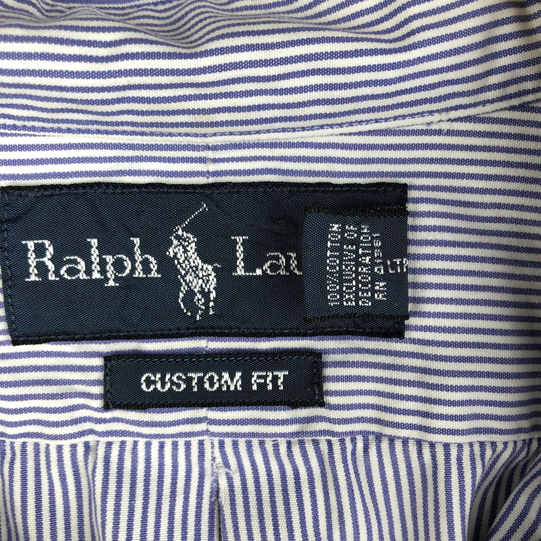 Ralph Lauren CUSTOM FIT long sleeve button down striped shirt men's size L cotton white type Vintage Second Hand