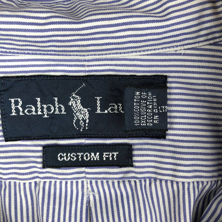 Ralph Lauren CUSTOM FIT long sleeve button down striped shirt men's size L cotton white type Vintage Second Hand