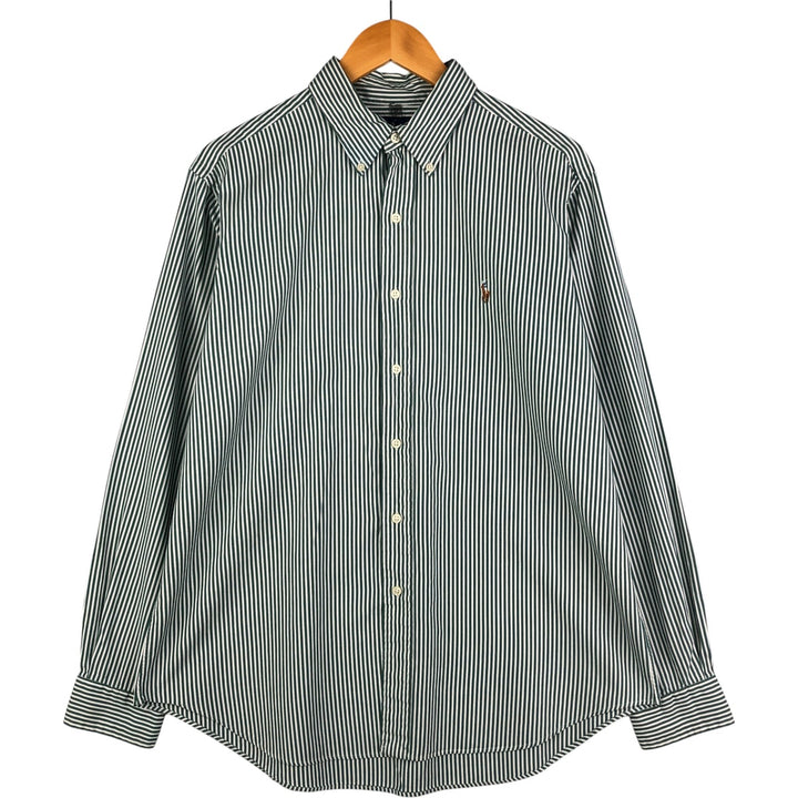 Ralph Lauren Classic Fit Long Sleeve Button Down Striped Shirt Men's Size L cotton green type Vintage Second Hand