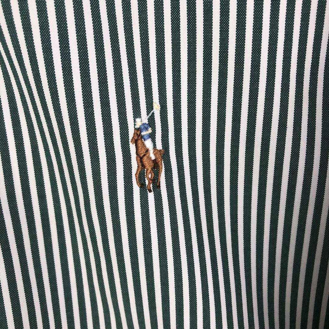 Ralph Lauren Classic Fit Long Sleeve Button Down Striped Shirt Men's Size L cotton green type Vintage Second Hand