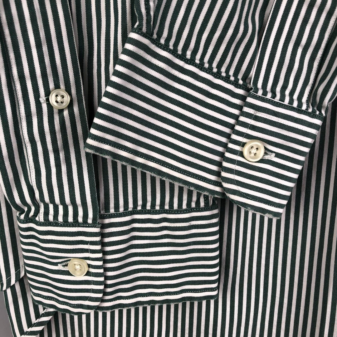 Ralph Lauren Classic Fit Long Sleeve Button Down Striped Shirt Men's Size L cotton green type Vintage Second Hand