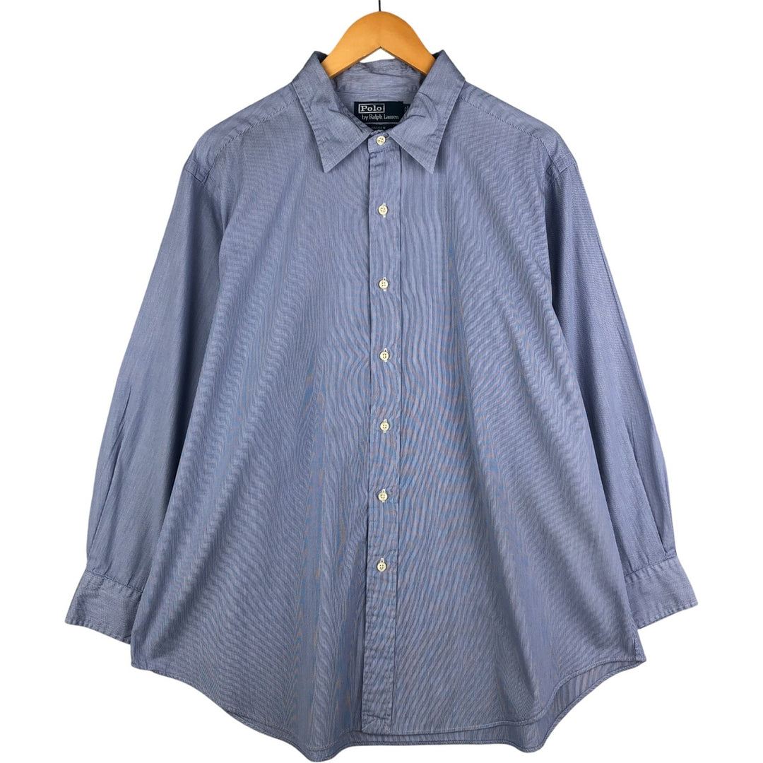 Ralph Lauren POLO by Ralph Lauren ANDREW Classic Fit Long Sleeve Striped Shirt, Men's XL cotton blue type Vintage Second Hand