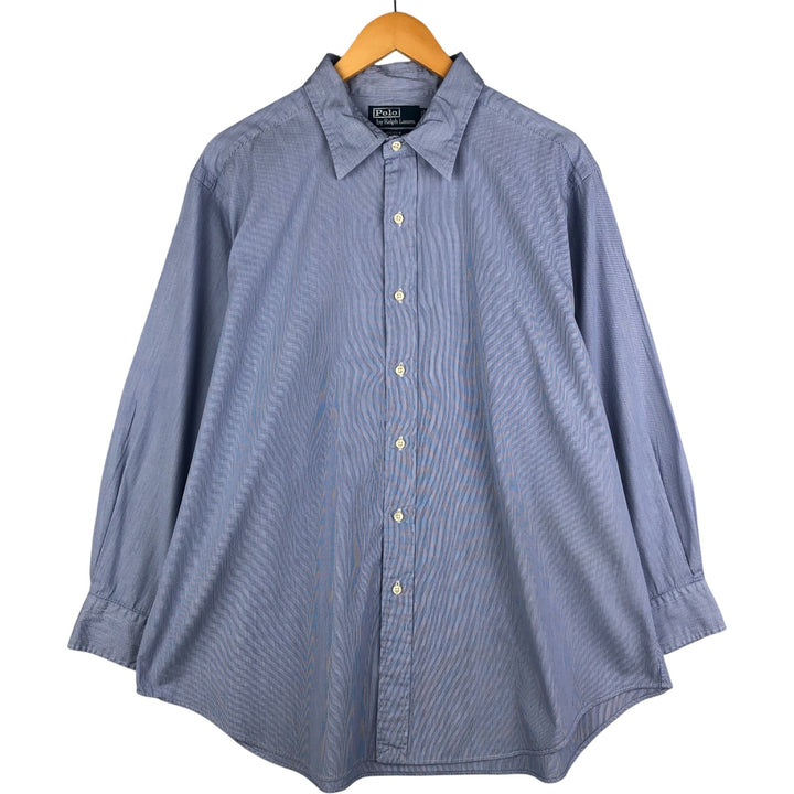 Ralph Lauren POLO by Ralph Lauren ANDREW Classic Fit Long Sleeve Striped Shirt, Men's XL cotton blue type Vintage Second Hand
