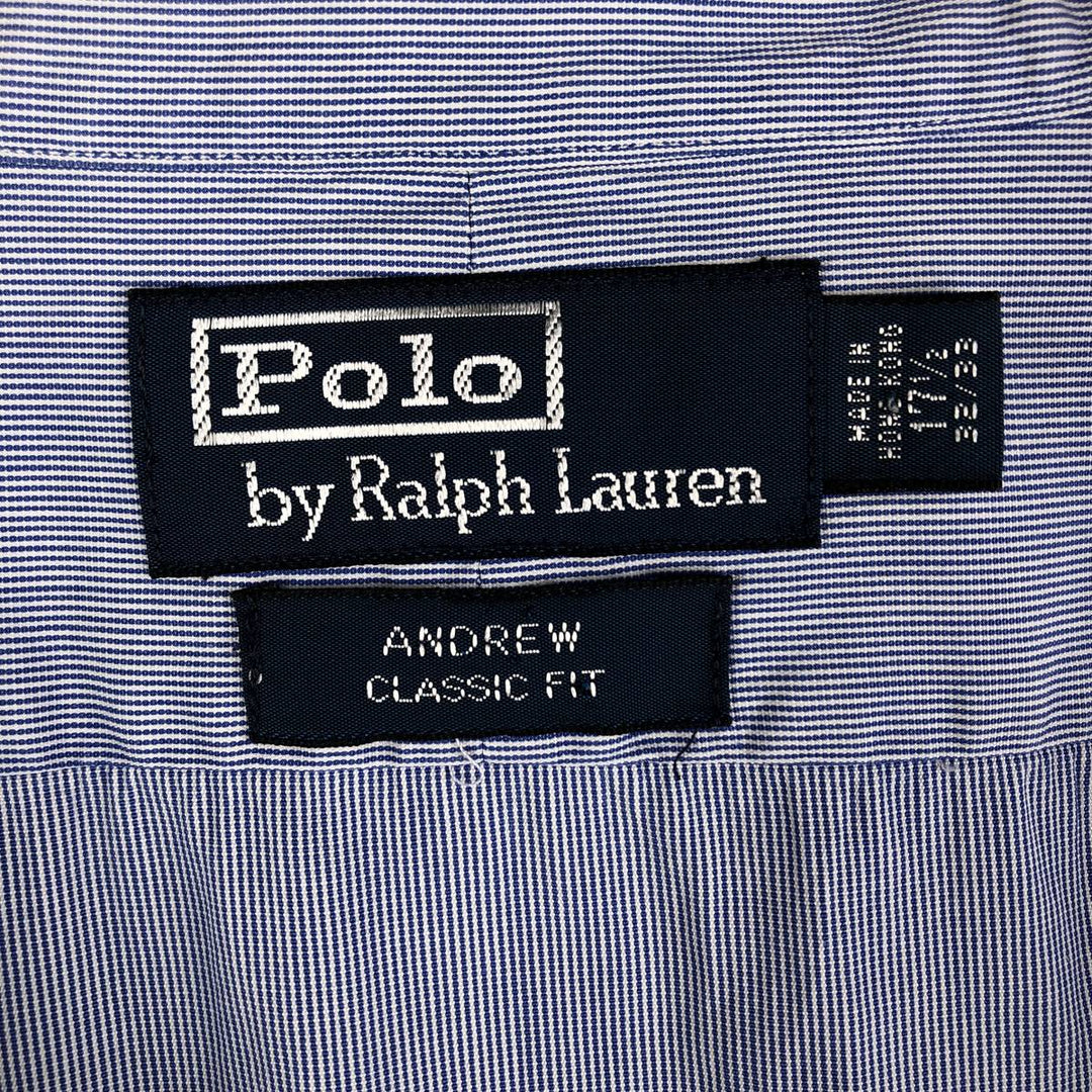 Ralph Lauren POLO by Ralph Lauren ANDREW Classic Fit Long Sleeve Striped Shirt, Men's XL cotton blue type Vintage Second Hand